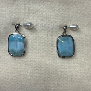 S925 Genuine Larimar Sterling Silver Pendant